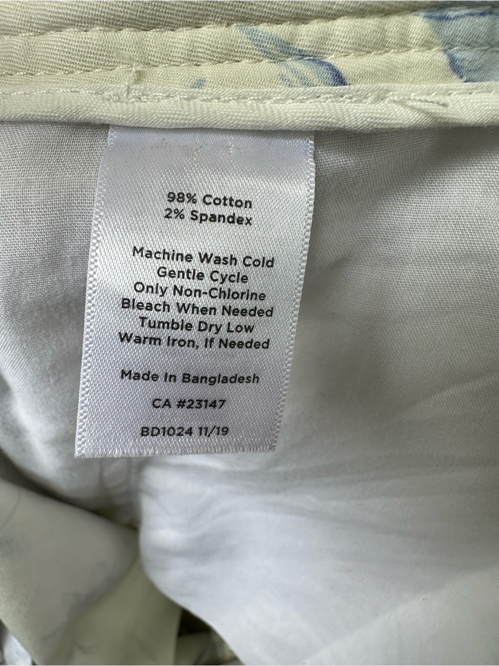 Talbots Blue Toile Floral Relaxed Chino Ankle Pants Cottagecore 16W Coastal - Picture 10 of 12